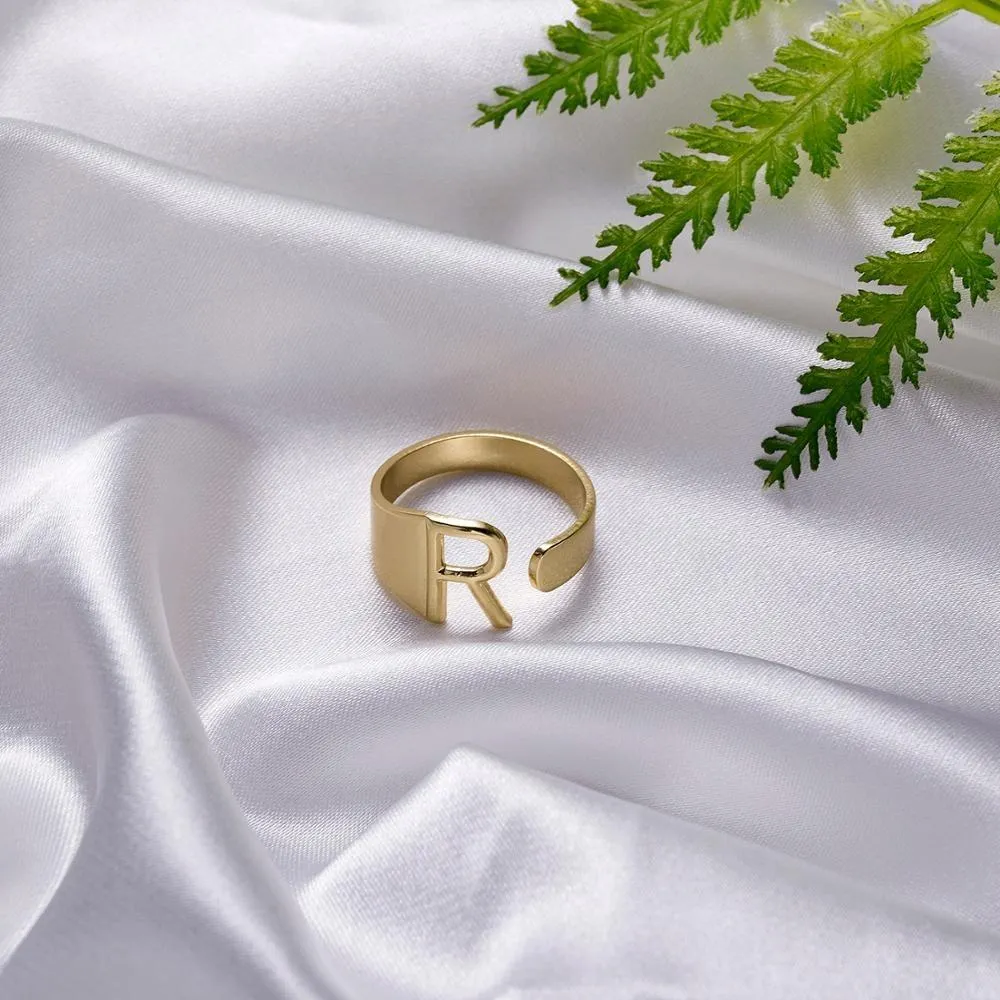 Adjustable Personalized A-Z Initial Letter Rings