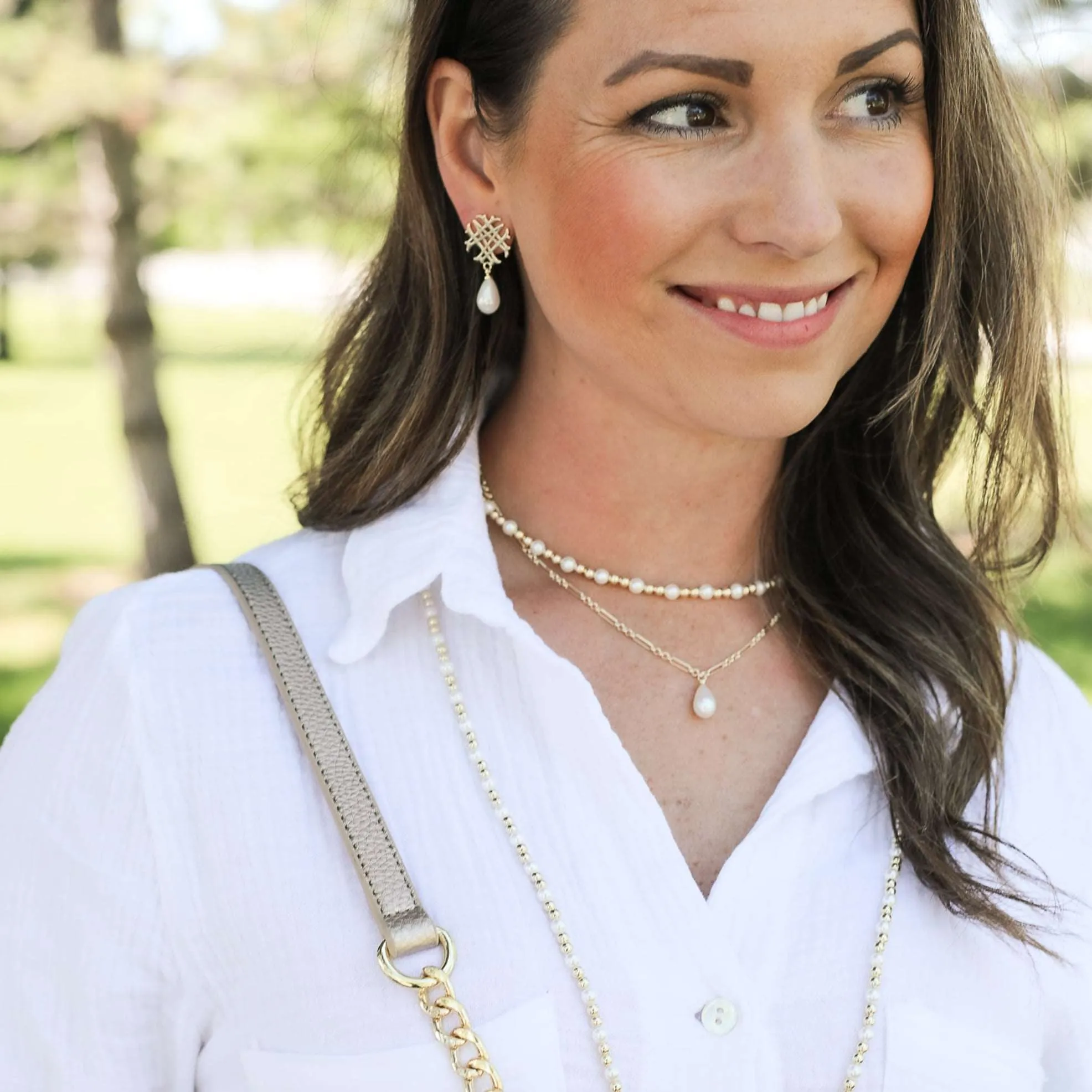 Adorned Pearl Mini Beaded Necklace in Gold