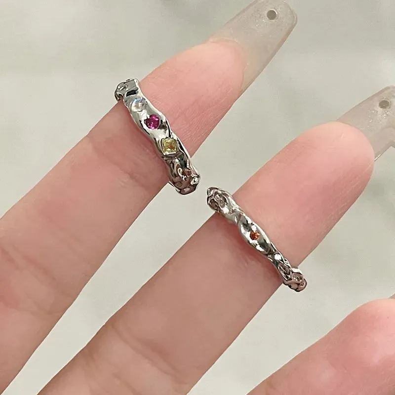 Aesthetic Jewelry Rings For Women Colorful Crystal Zircon Finger Rings Chic Wedding Party Accessories  Fashion