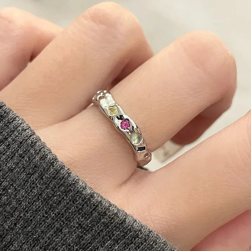 Aesthetic Jewelry Rings For Women Colorful Crystal Zircon Finger Rings Chic Wedding Party Accessories  Fashion