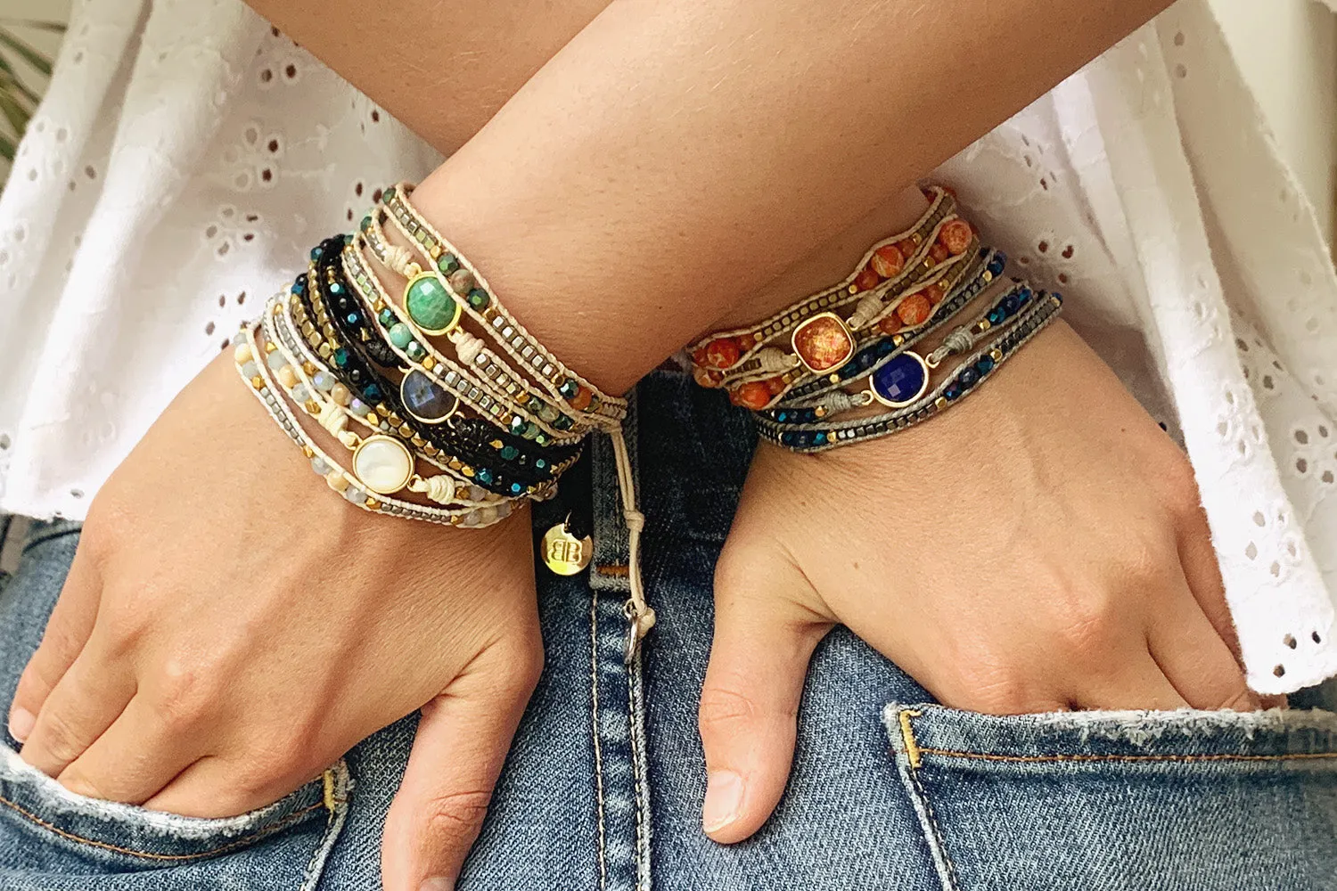 America Pearl Gemstone Wrap Bracelet
