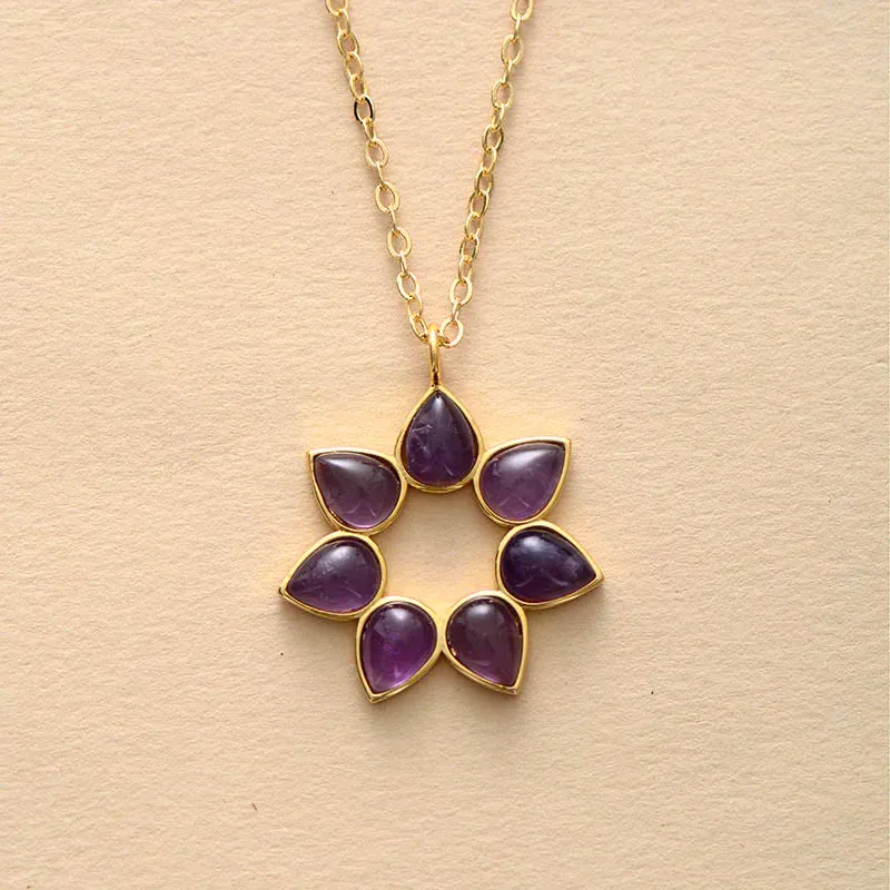 Amethyst & Amazonit Flower Choker