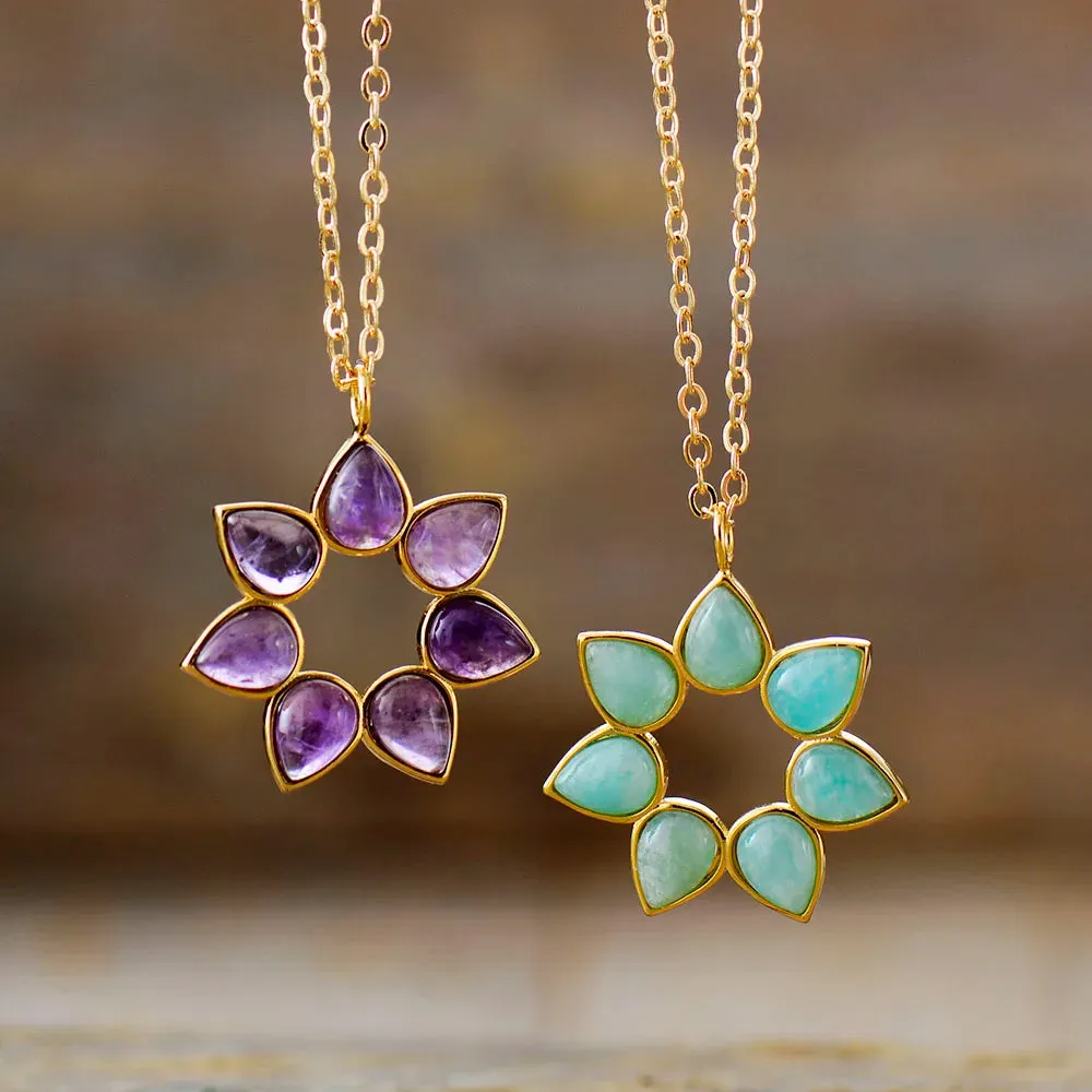 Amethyst & Amazonit Flower Choker
