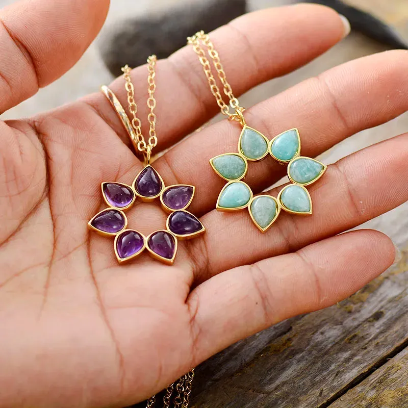 Amethyst & Amazonit Flower Choker