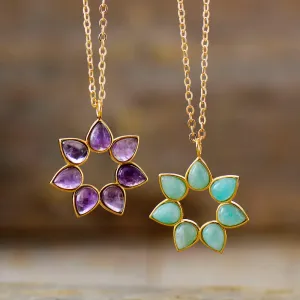 Amethyst & Amazonit Flower Choker