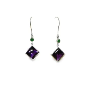Amethyst and Green Garnet Drop Earrings