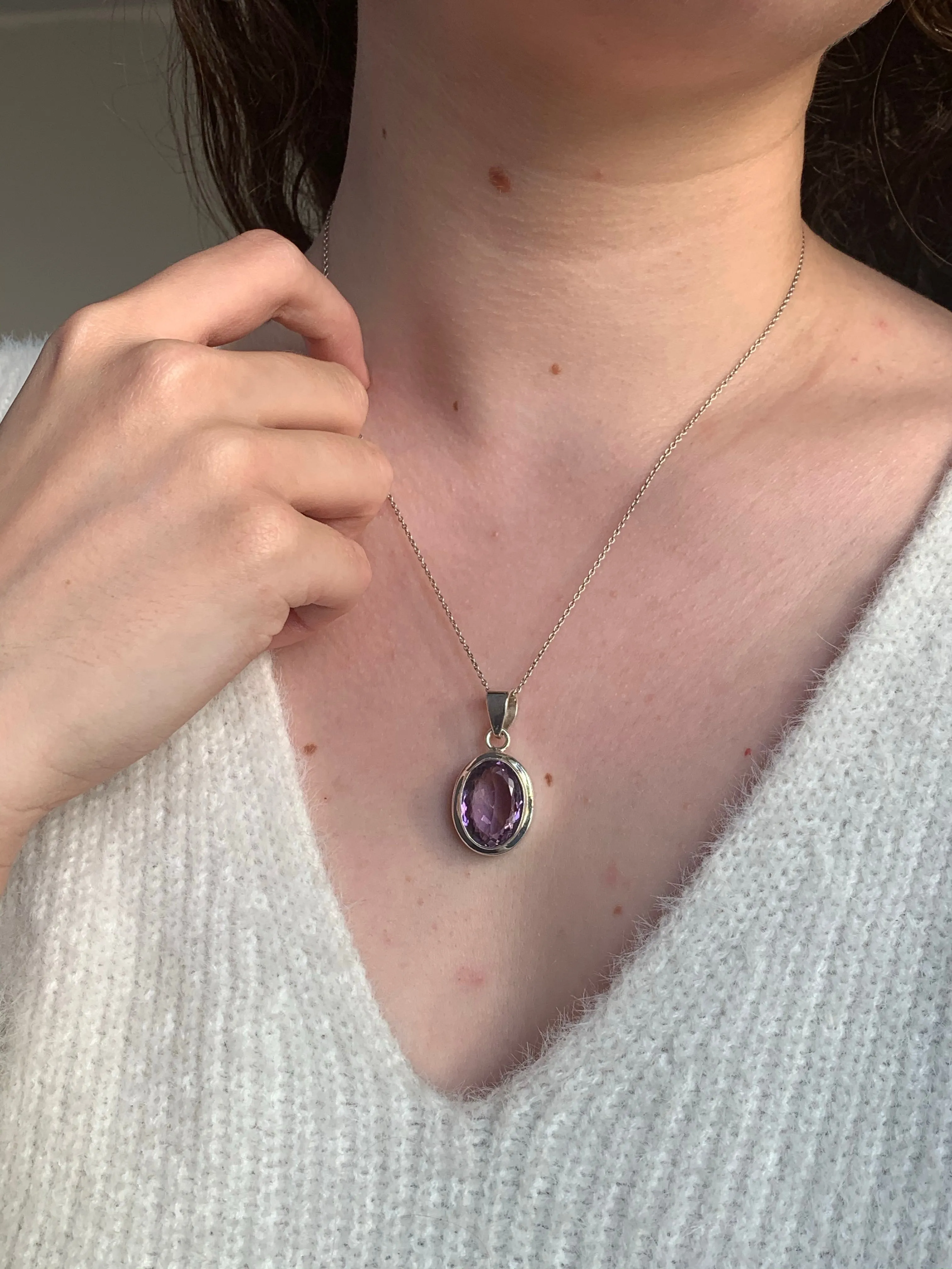 Amethyst Ansley Pendant - Faceted Reg. Oval
