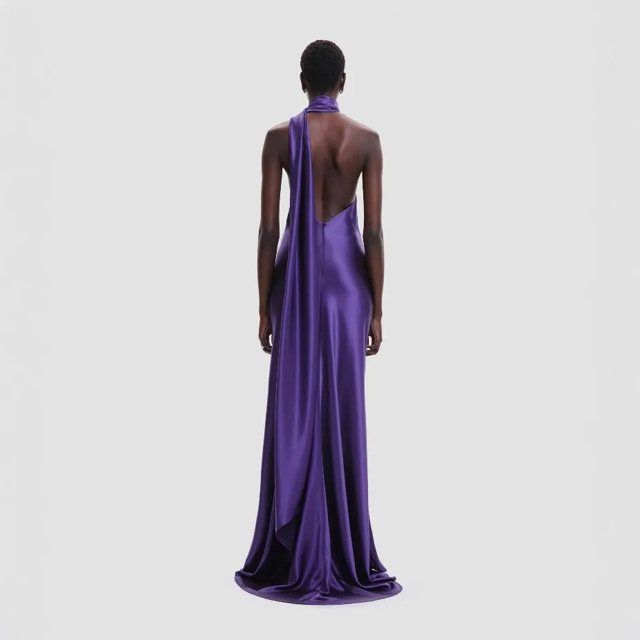 Amethyst Bloom Satin Gown