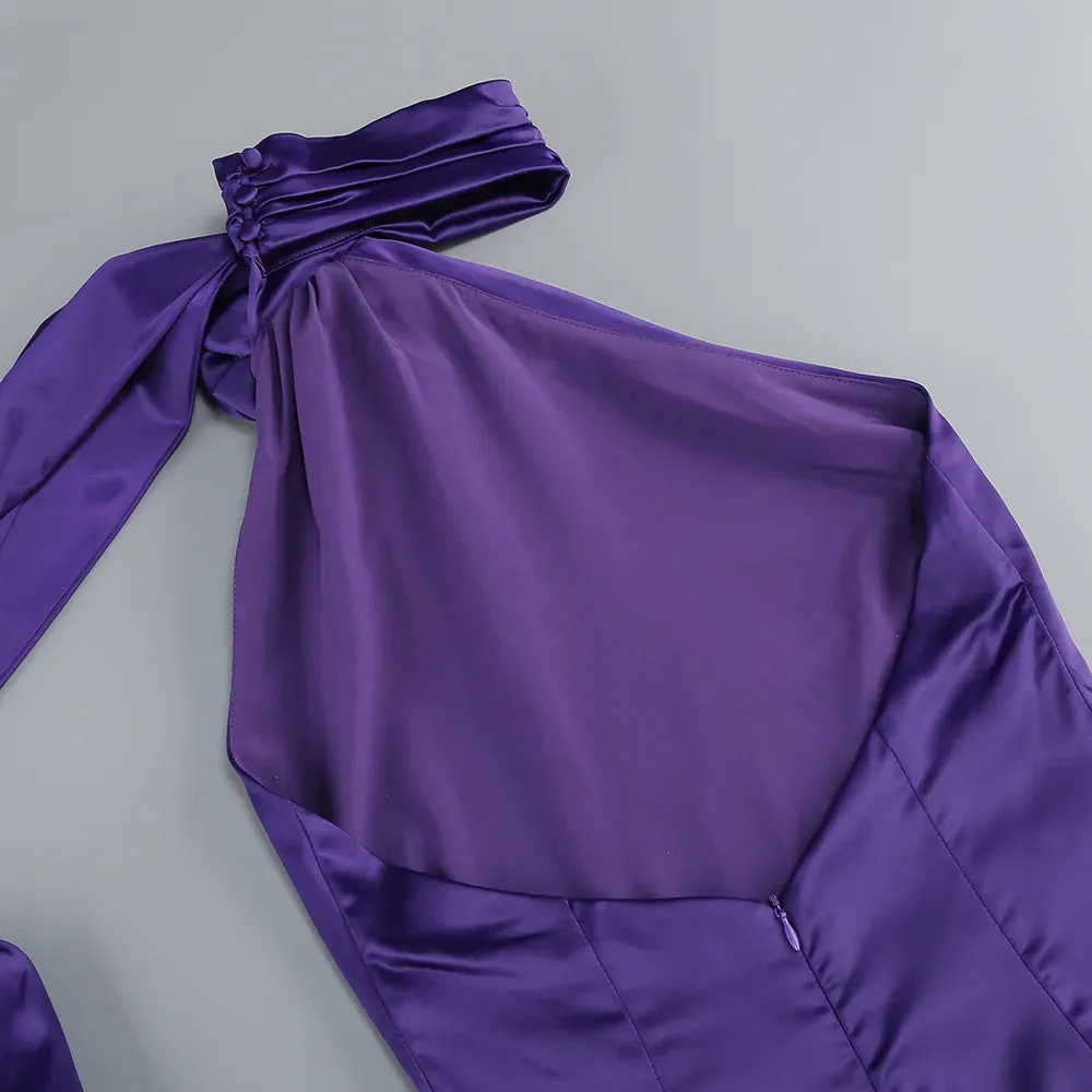 Amethyst Bloom Satin Gown