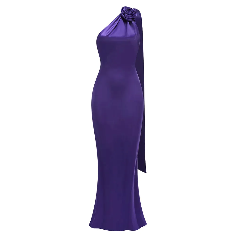 Amethyst Bloom Satin Gown