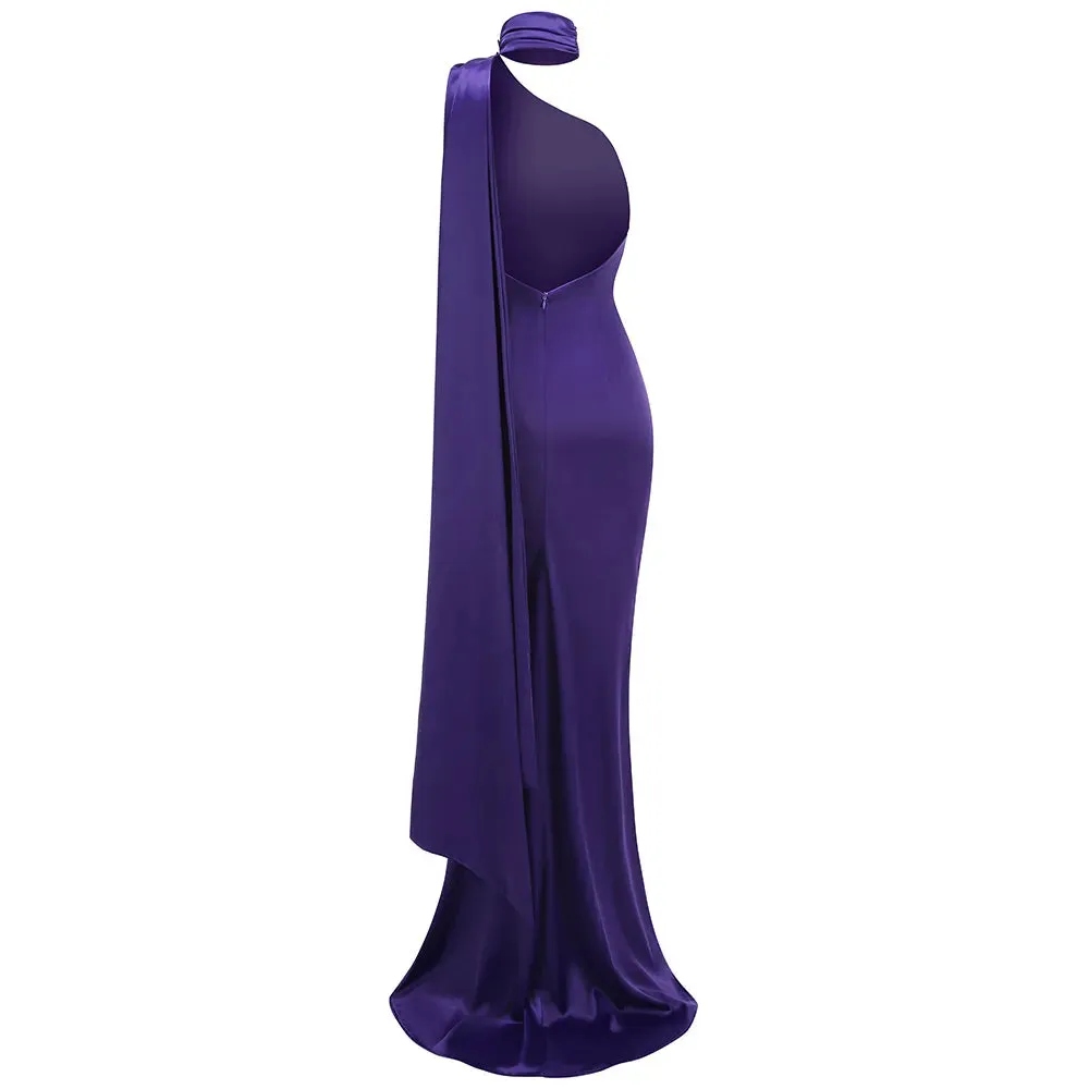 Amethyst Bloom Satin Gown