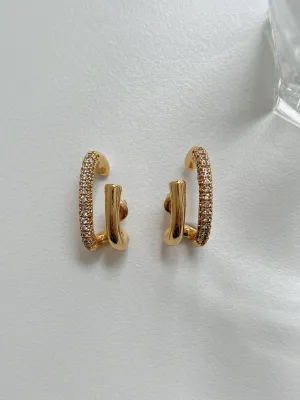 Anastasia Asymmetrical Pave Twin Hook Stud Earrings