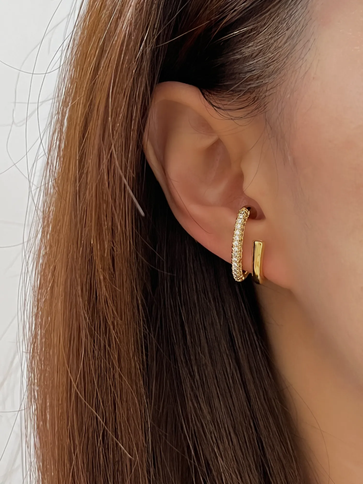 Anastasia Asymmetrical Pave Twin Hook Stud Earrings