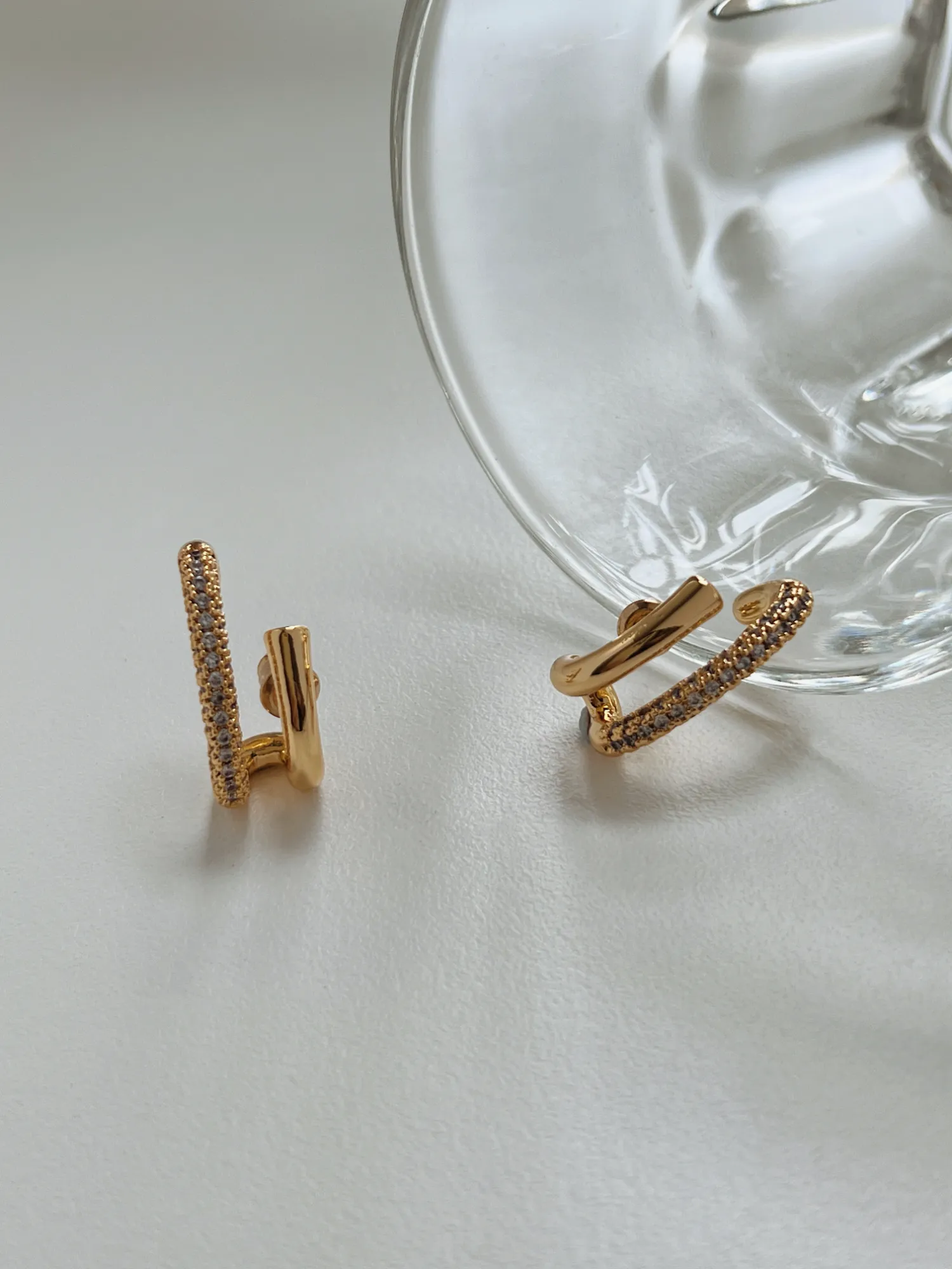 Anastasia Asymmetrical Pave Twin Hook Stud Earrings