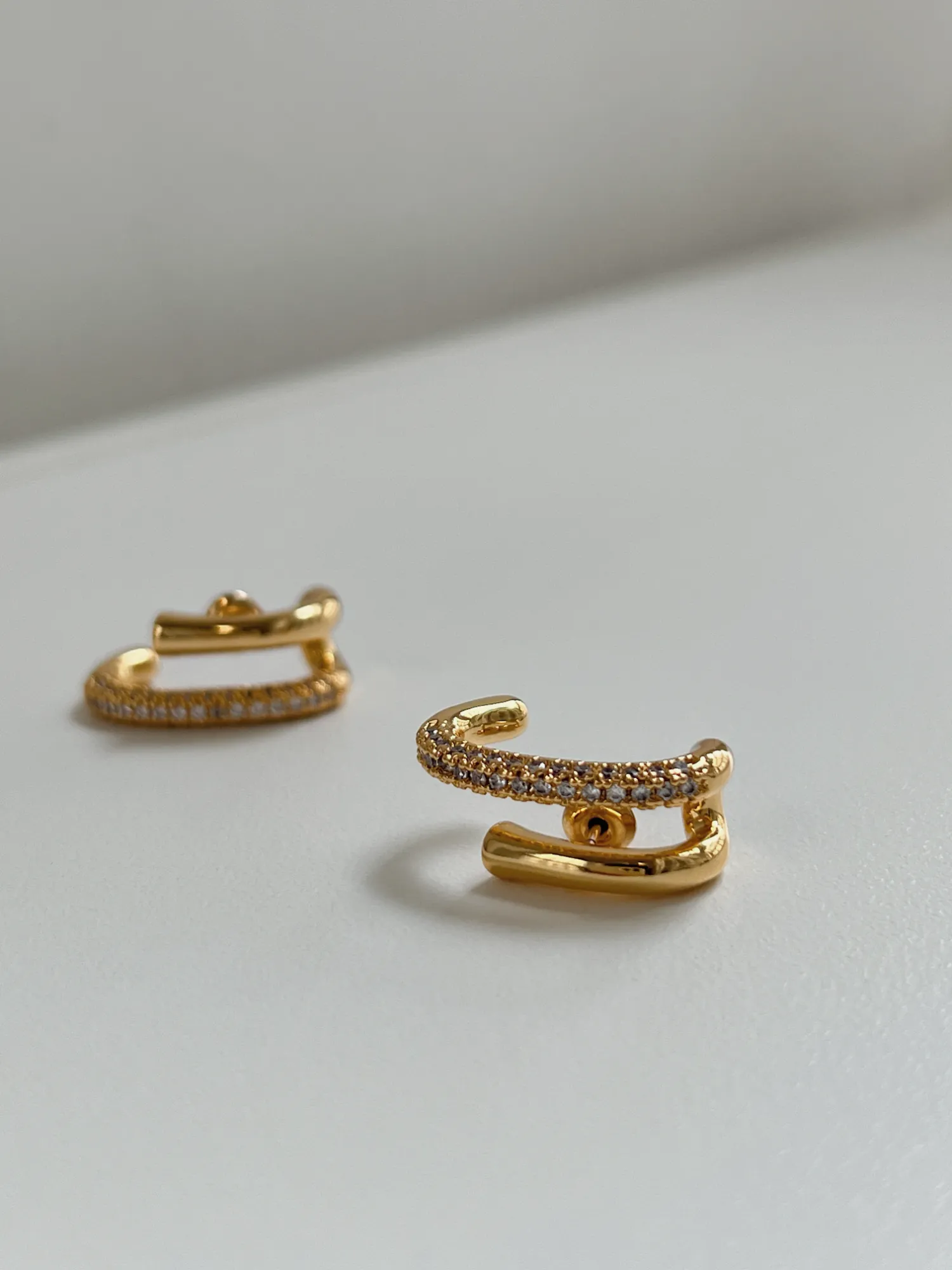 Anastasia Asymmetrical Pave Twin Hook Stud Earrings