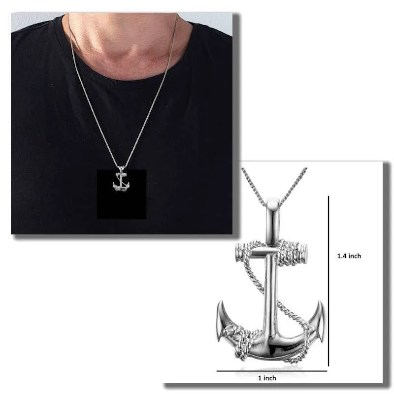 Anchor Necklace for Men - Silver