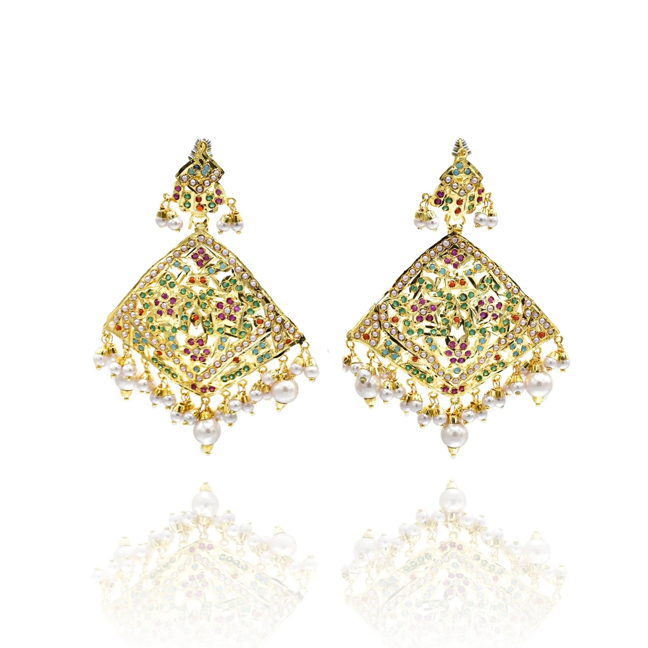 Anisah Jadau Earrings - Multicolor
