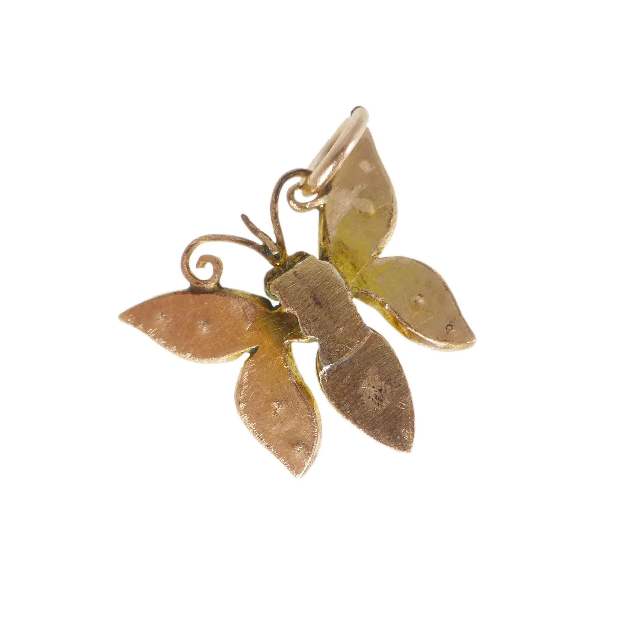 Antique Edwardian Rolled Gold Opal Butterfly Charm