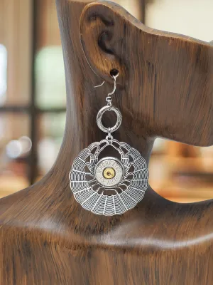 Antique Silver Round Basketweave 45 Auto Bullet Earrings