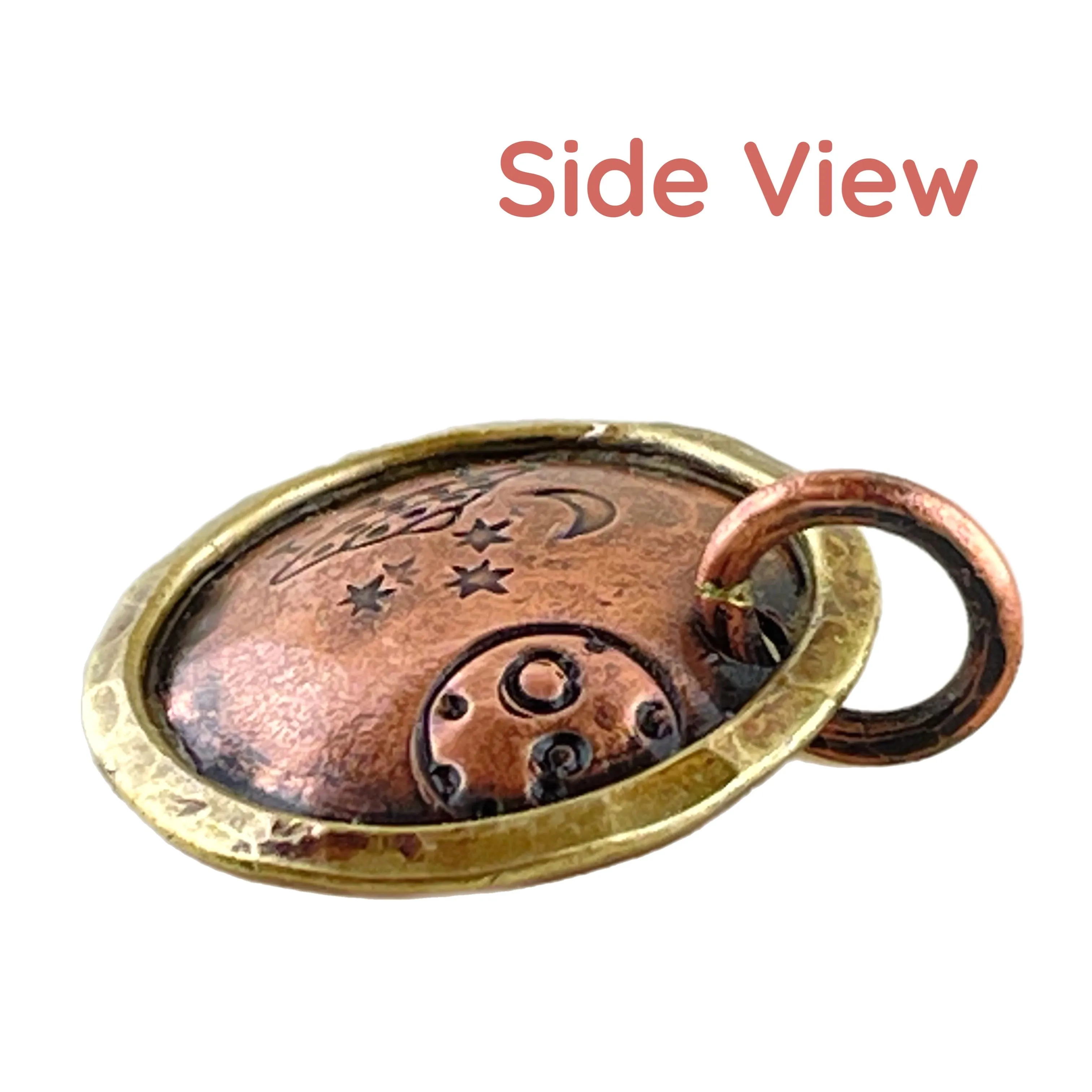 Antiqued Copper Spaceship Pendant or Charm