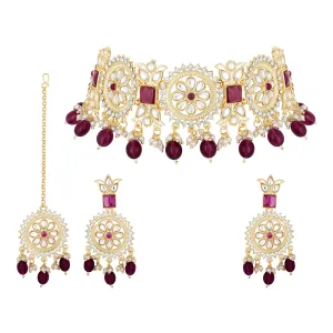 Aritficial Pearl and Kundan Floral Chokar Jewellery Set
