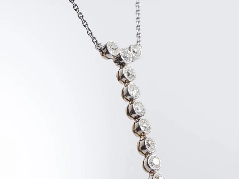 Art Deco Gold, Diamond, Pearl Drop Necklace