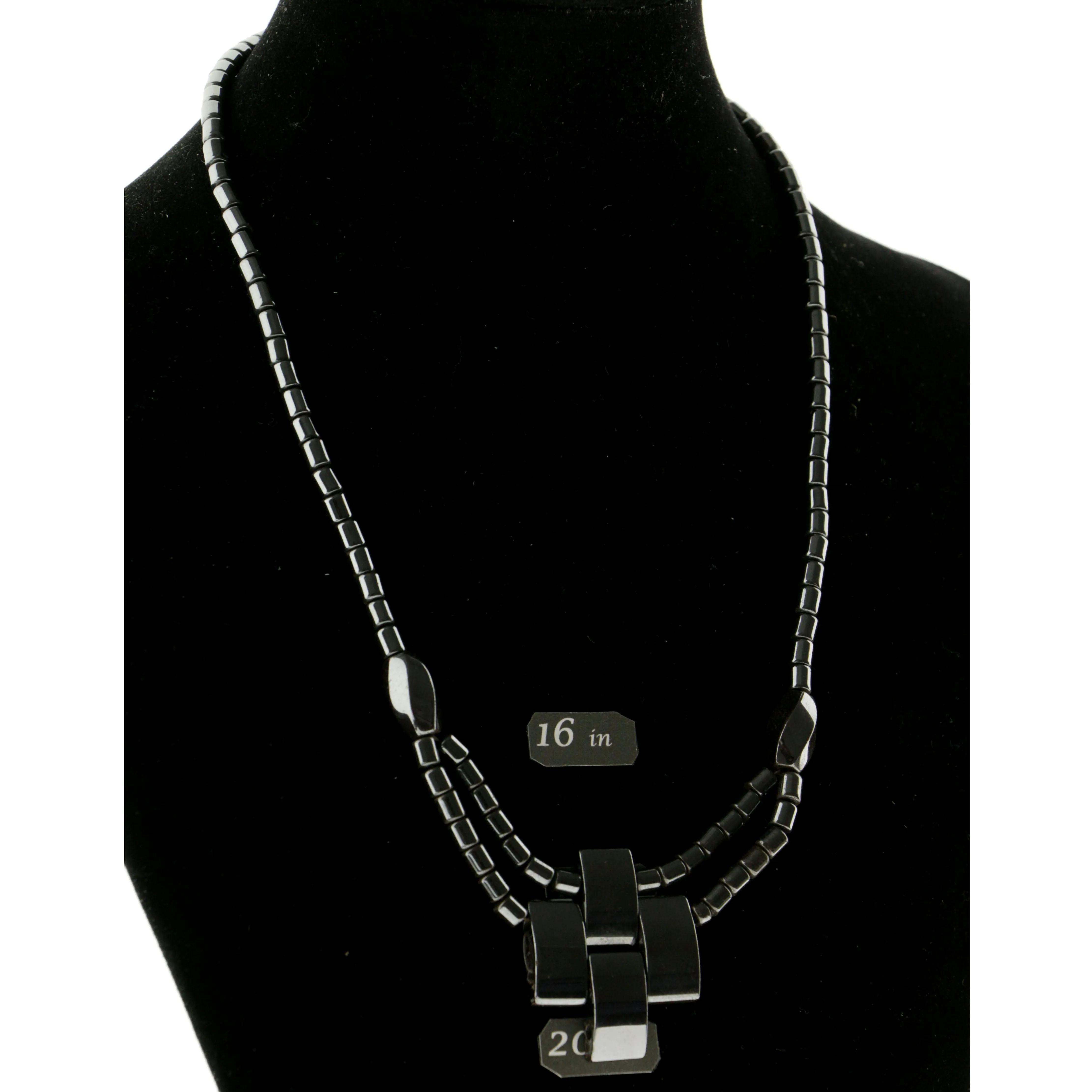 Artistic Cross Hematite-Layered-Necklace  With Bead Accents Gray Color #4147