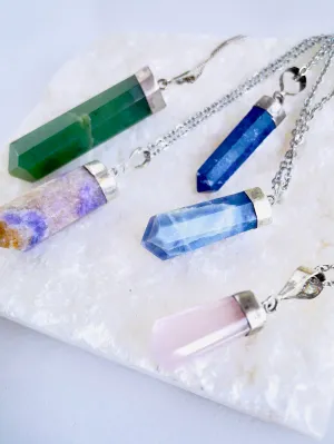 Assorted Stone Pendants on Silverplate Chain