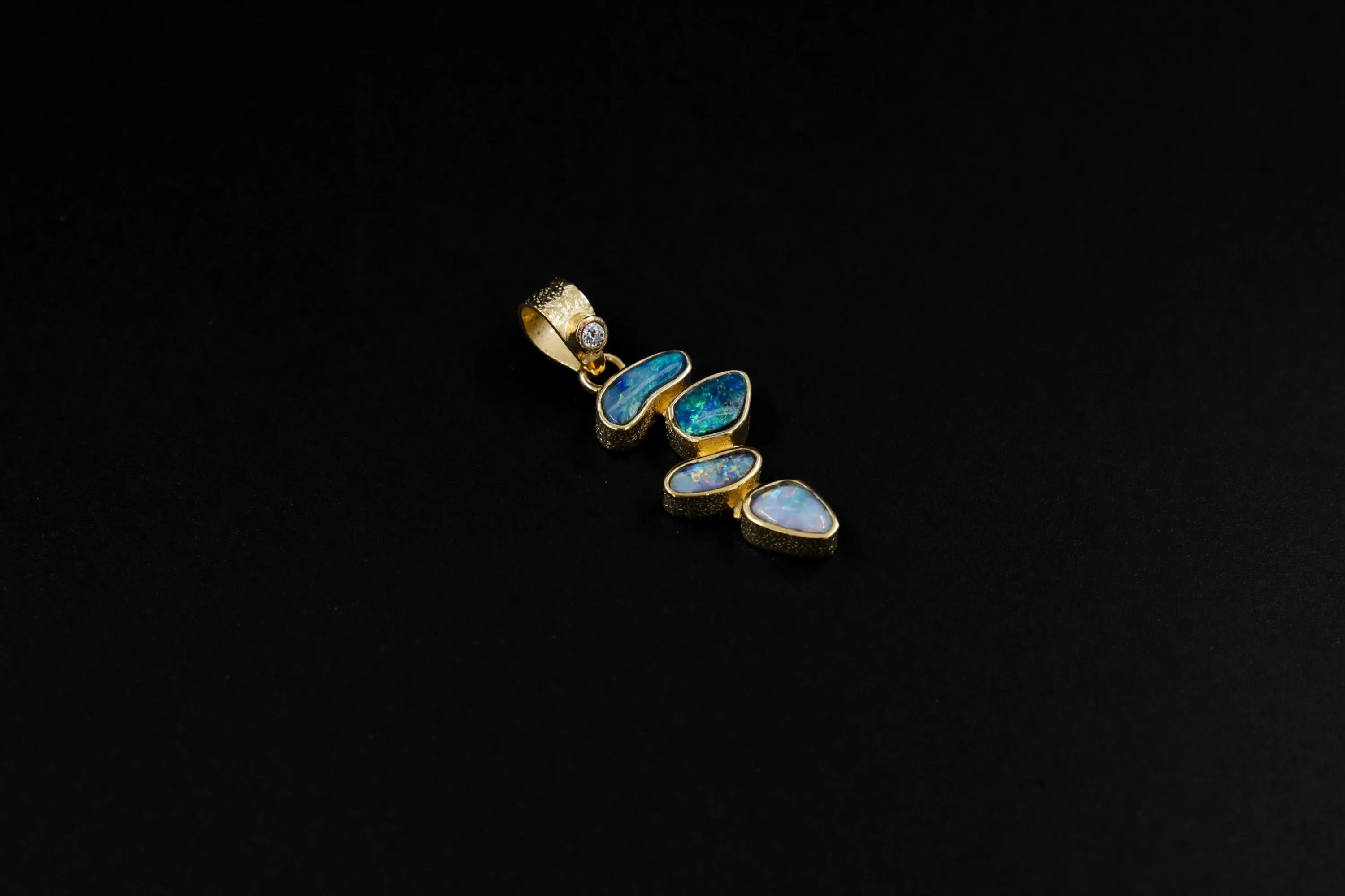 Australian Opal Droplet & Brilliant Cut Zircon Pendant, 18k Gold Plated, Chakra, Spiritual Energy Treasure, Leo Zodiac, Emotional Expression