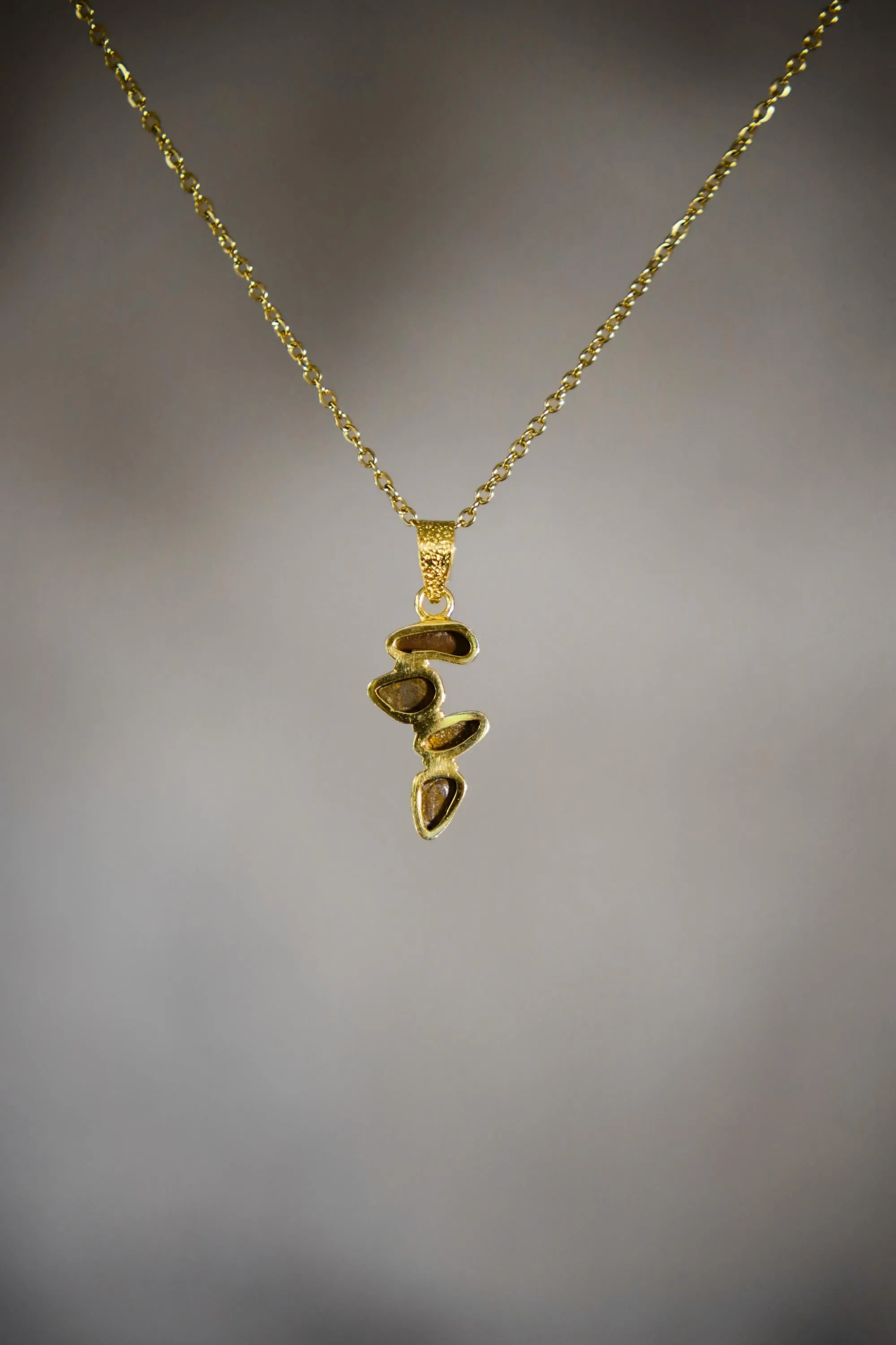 Australian Opal Droplet & Brilliant Cut Zircon Pendant, 18k Gold Plated, Chakra, Spiritual Energy Treasure, Leo Zodiac, Emotional Expression