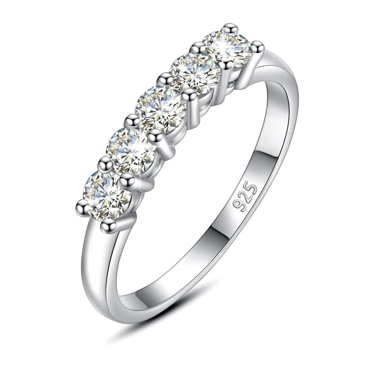 Awesome 5 Stone High Quality Moissanite Diamonds Silver 925 100% 18KGP Brilliant Jewellery