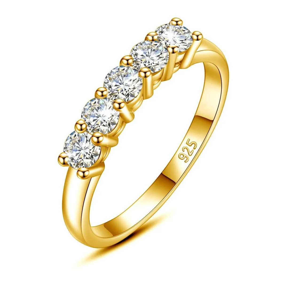 Awesome 5 Stone High Quality Moissanite Diamonds Silver 925 100% 18KGP Brilliant Jewellery