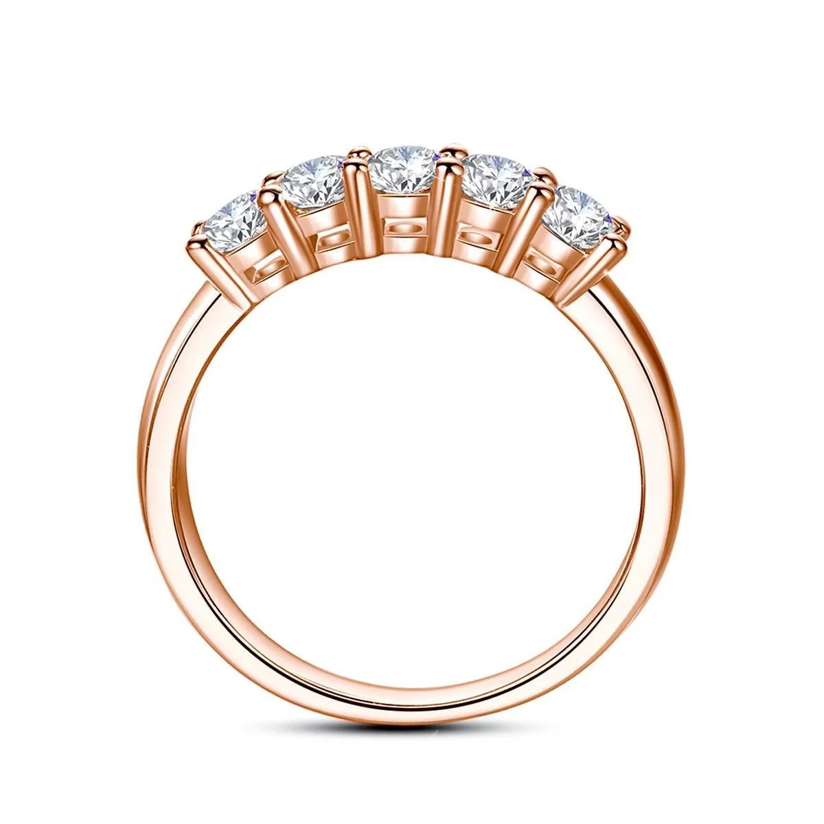 Awesome 5 Stone High Quality Moissanite Diamonds Silver 925 100% 18KGP Brilliant Jewellery