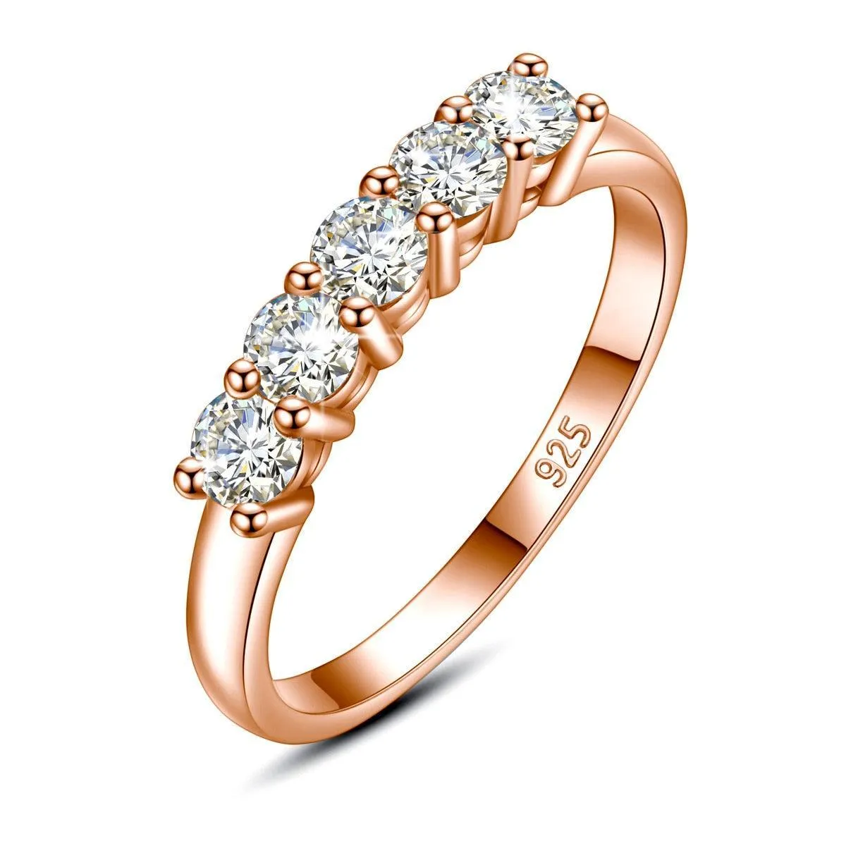 Awesome 5 Stone High Quality Moissanite Diamonds Silver 925 100% 18KGP Brilliant Jewellery