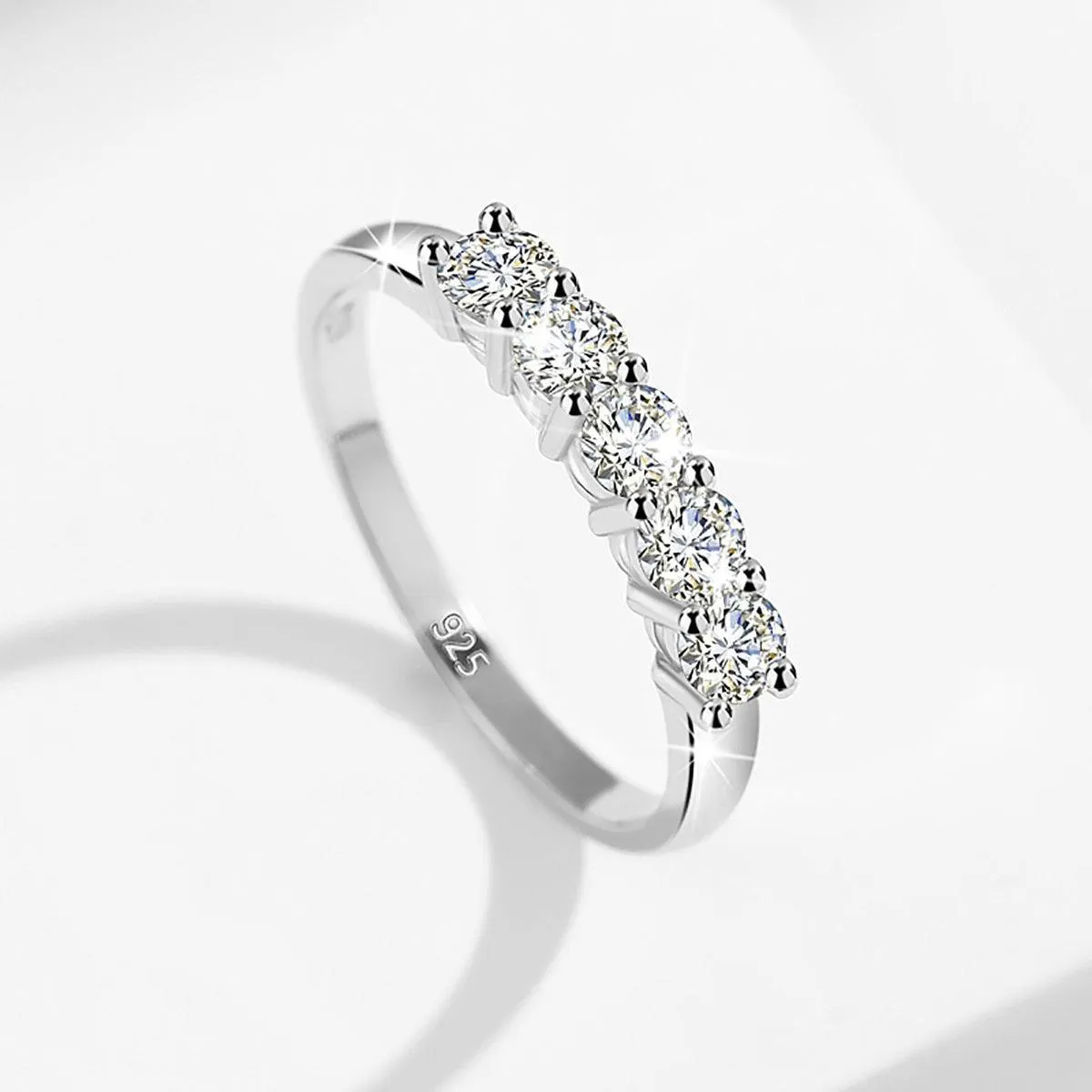 Awesome 5 Stone High Quality Moissanite Diamonds Silver 925 100% 18KGP Brilliant Jewellery