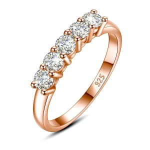Awesome 5 Stone High Quality Moissanite Diamonds Silver 925 100% 18KGP Brilliant Jewellery