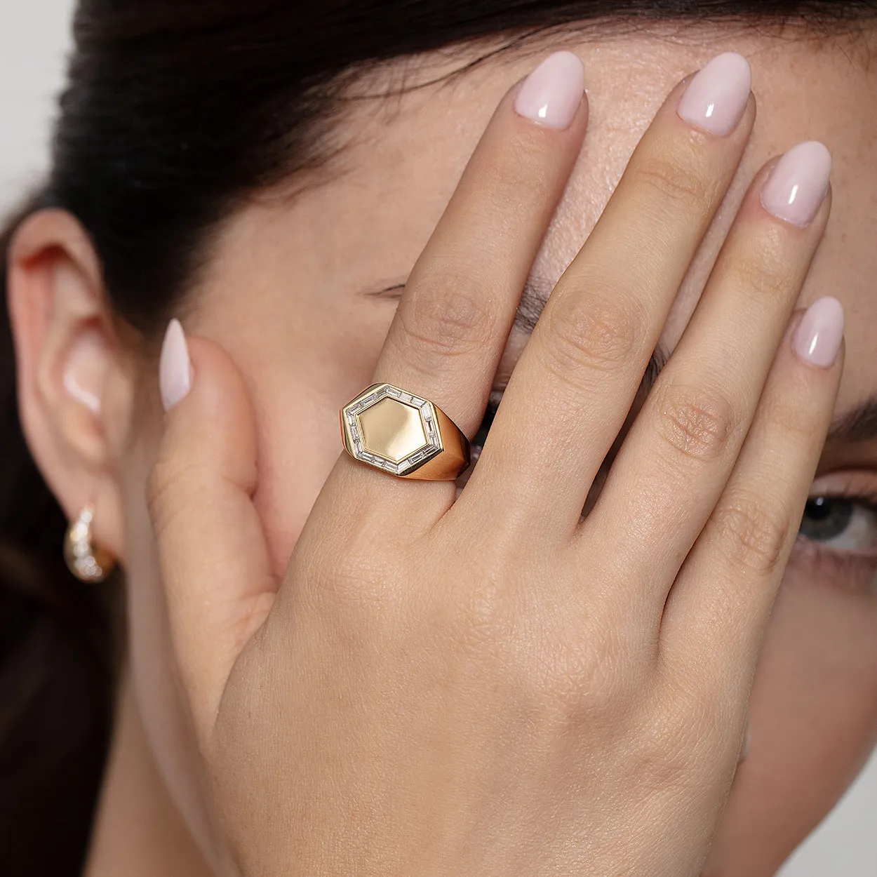 Baguette Hexagon Signet Ring