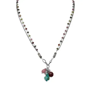 Baila Luna Oxidized Multistone Drop Necklace