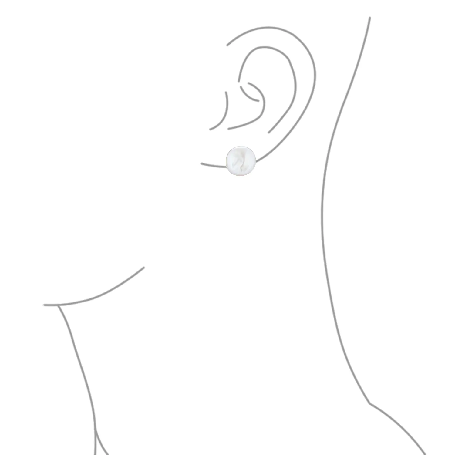 Baroque Irregular Coin Shaped Freshwater Pearl Stud Earrings in Sterling Silver