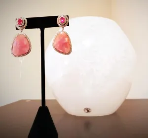 Beautiful Pink SAPPHIRE Earrings, Diamond Earrings, RUBY Earrings, Mother Love's Earrings