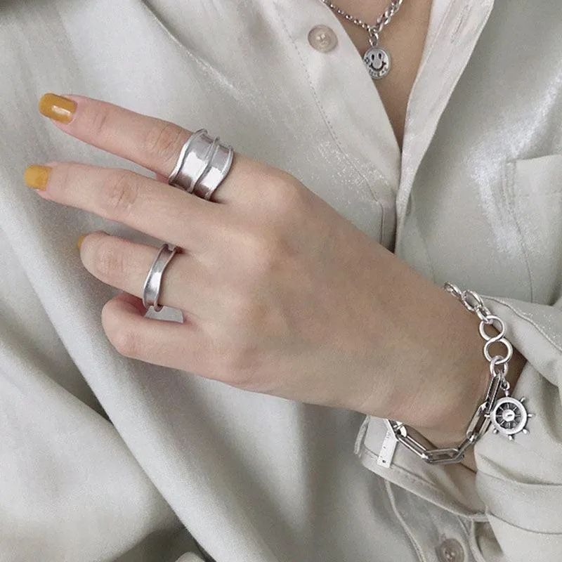 Best Gift Ideas - Fashion Simple Brushed Width Geometric Vintage Engagement Rings