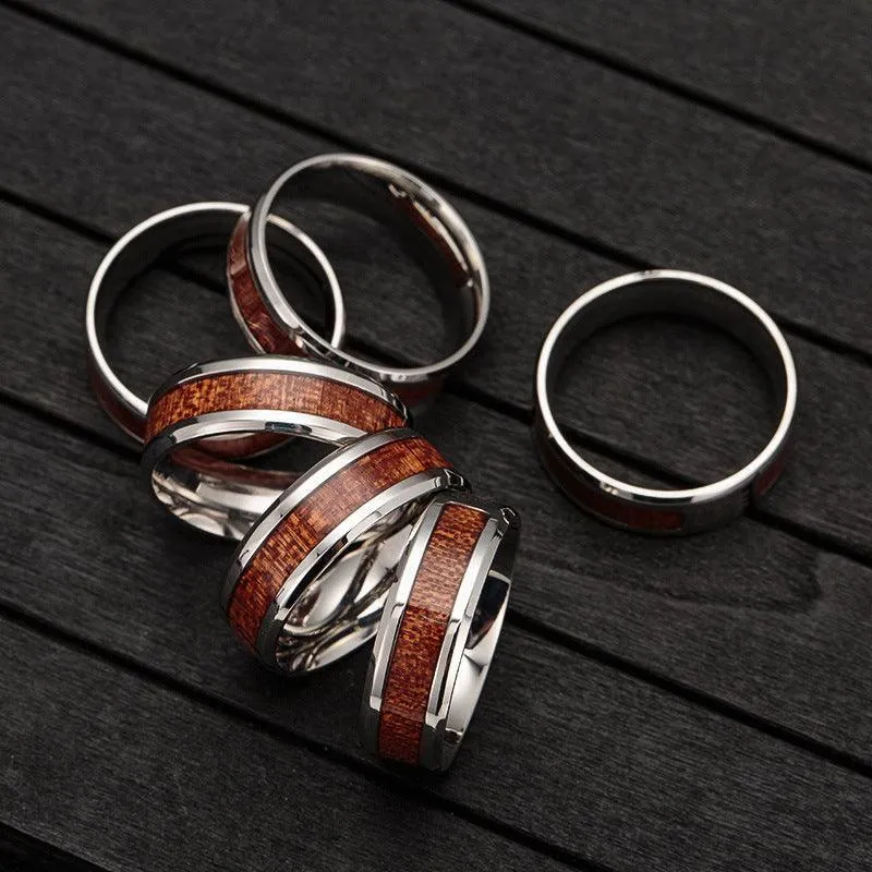 Best Gifts - Stainless Steel  Wood Grain Masonic Rings