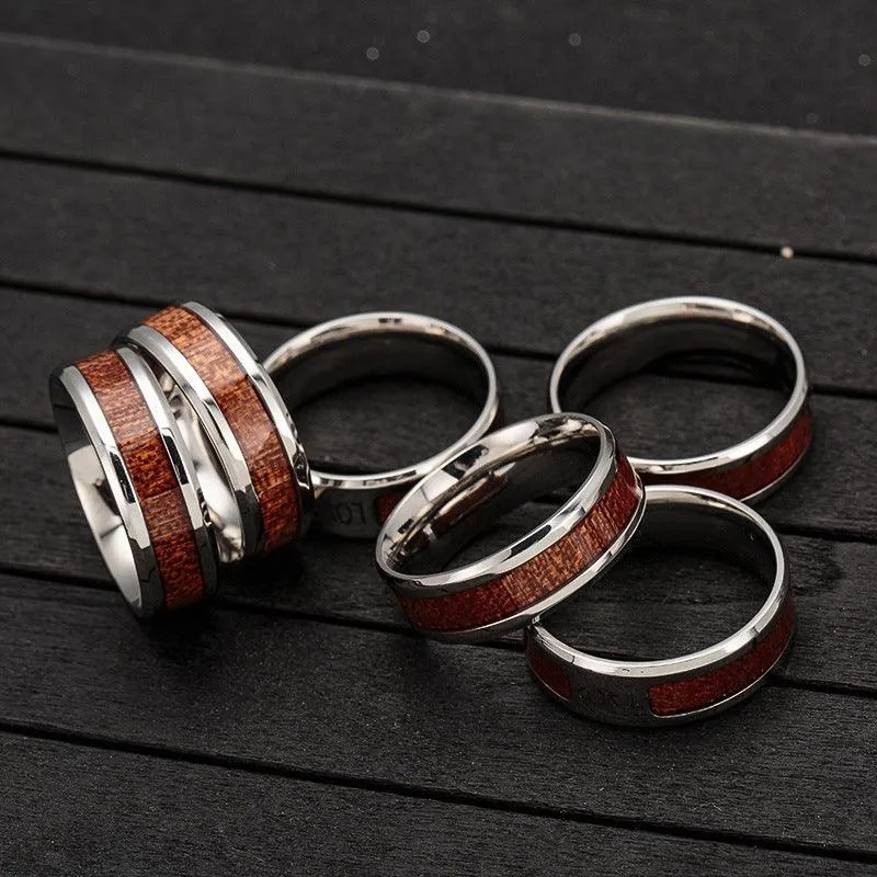 Best Gifts - Stainless Steel  Wood Grain Masonic Rings