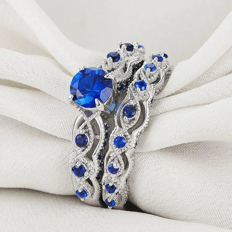 Best Seller Trendy Silver Sapphire Gemstones Ring