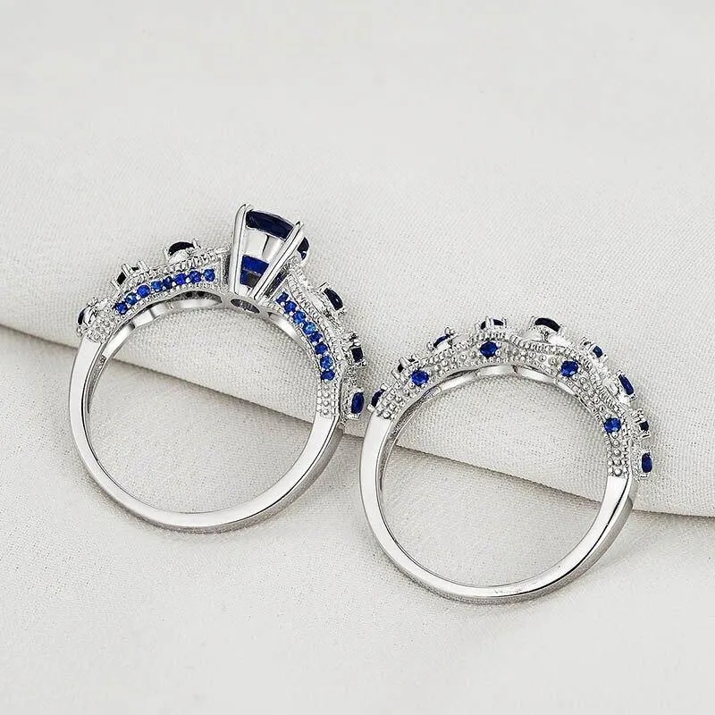 Best Seller Trendy Silver Sapphire Gemstones Ring