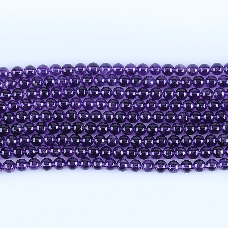 BITEFU 1 Strand Amethyst Round Shape Loose Beads, Genuine, DIY Accessories, Stone, Jewelry