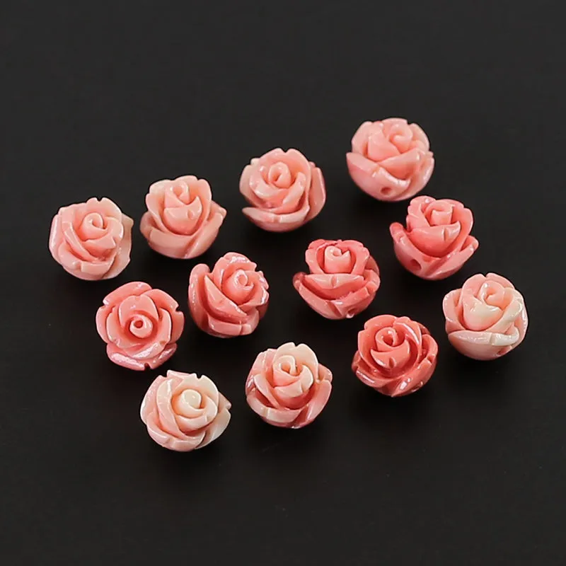 BITEFU 1Pair Pink Conch Shell (Made Of Powder Of Shell, Color Is Enhanced ) Flower, 0.6g