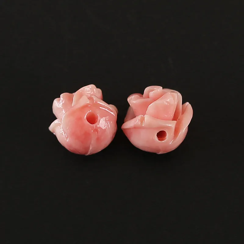BITEFU 1Pair Pink Conch Shell (Made Of Powder Of Shell, Color Is Enhanced ) Flower, 0.6g