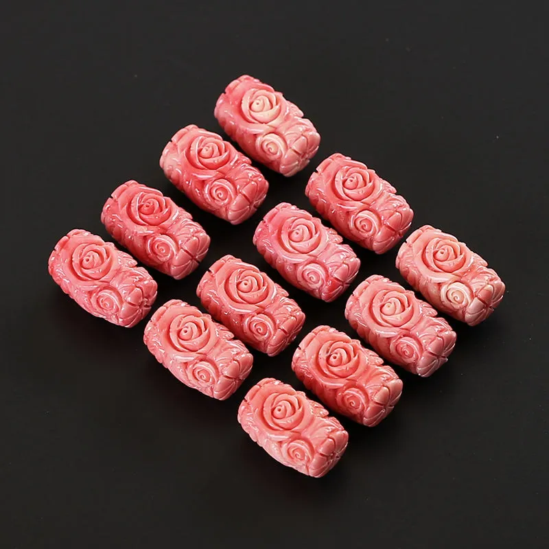 BITEFU 1Pair Pink Conch Shell (Made Of Powder Of Shell, Color Is Enhanced ) Long strip flower, 9.6g