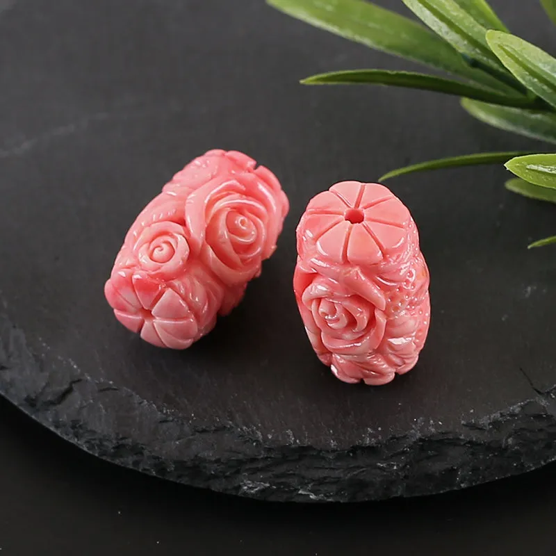 BITEFU 1Pair Pink Conch Shell (Made Of Powder Of Shell, Color Is Enhanced ) Long strip flower, 9.6g